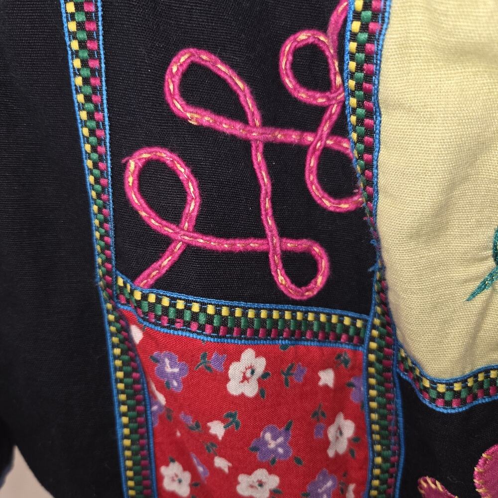 Sara Studio Plus Patchwork Jacket Top 1X Linen Blend Boho Festival Lined Artsy - Picture 7 of 16